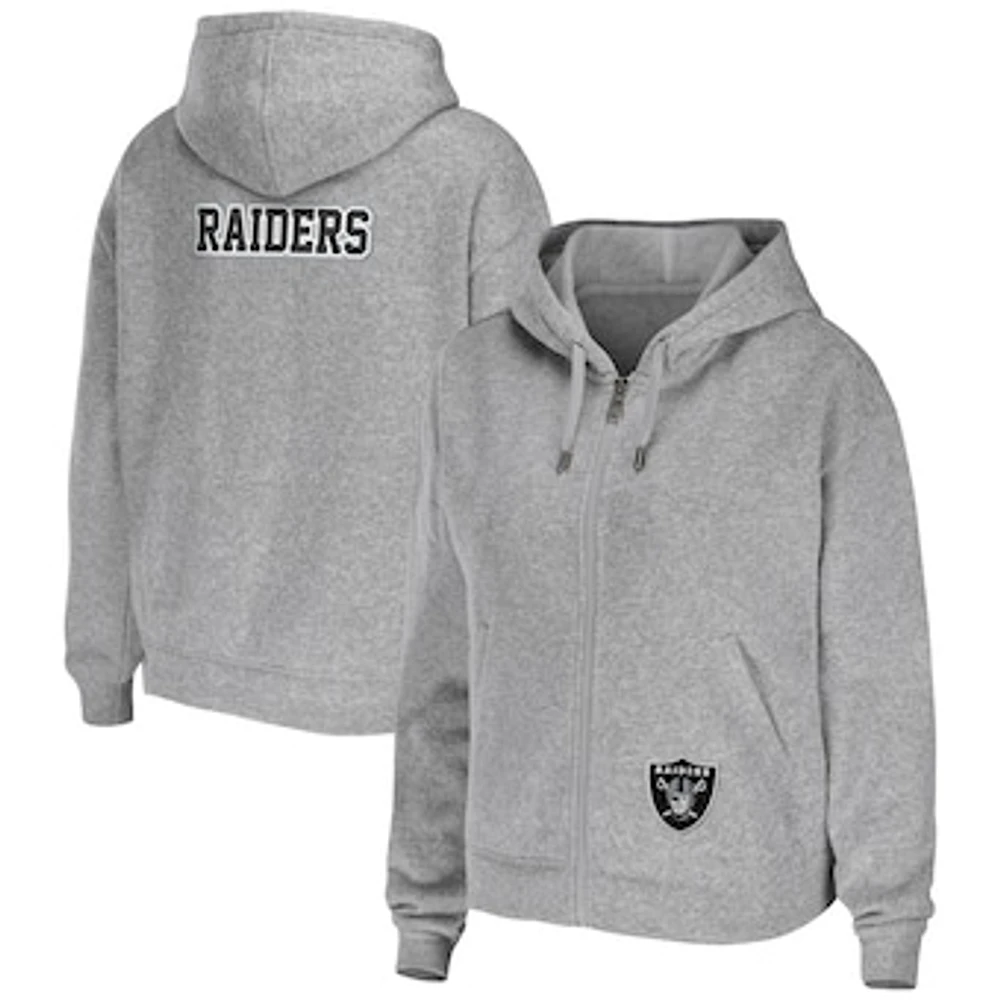 Women's WEAR by Erin Andrews Heathered Gray Las Vegas Raiders Team Full-Zip Hoodie