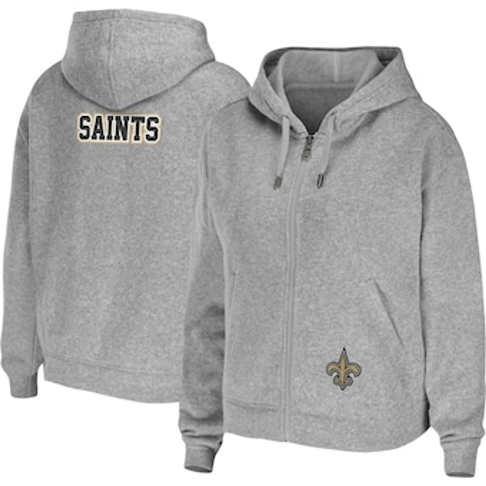 Women's WEAR by Erin Andrews Heathered Gray New Orleans Saints Team Full-Zip Hoodie