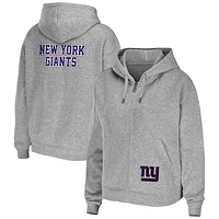 Women's WEAR by Erin Andrews Heathered Gray New York Giants Team Full-Zip Hoodie