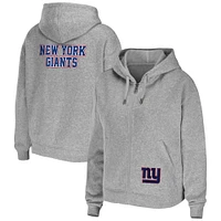 Women's WEAR by Erin Andrews Heathered Gray New York Giants Team Full-Zip Hoodie