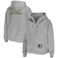 Women's WEAR by Erin Andrews Heather Gray Green Bay Packers Plus Size Full-Zip Hoodie