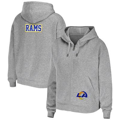 Women's WEAR by Erin Andrews Heather Gray Los Angeles Rams Plus Full-Zip Hoodie