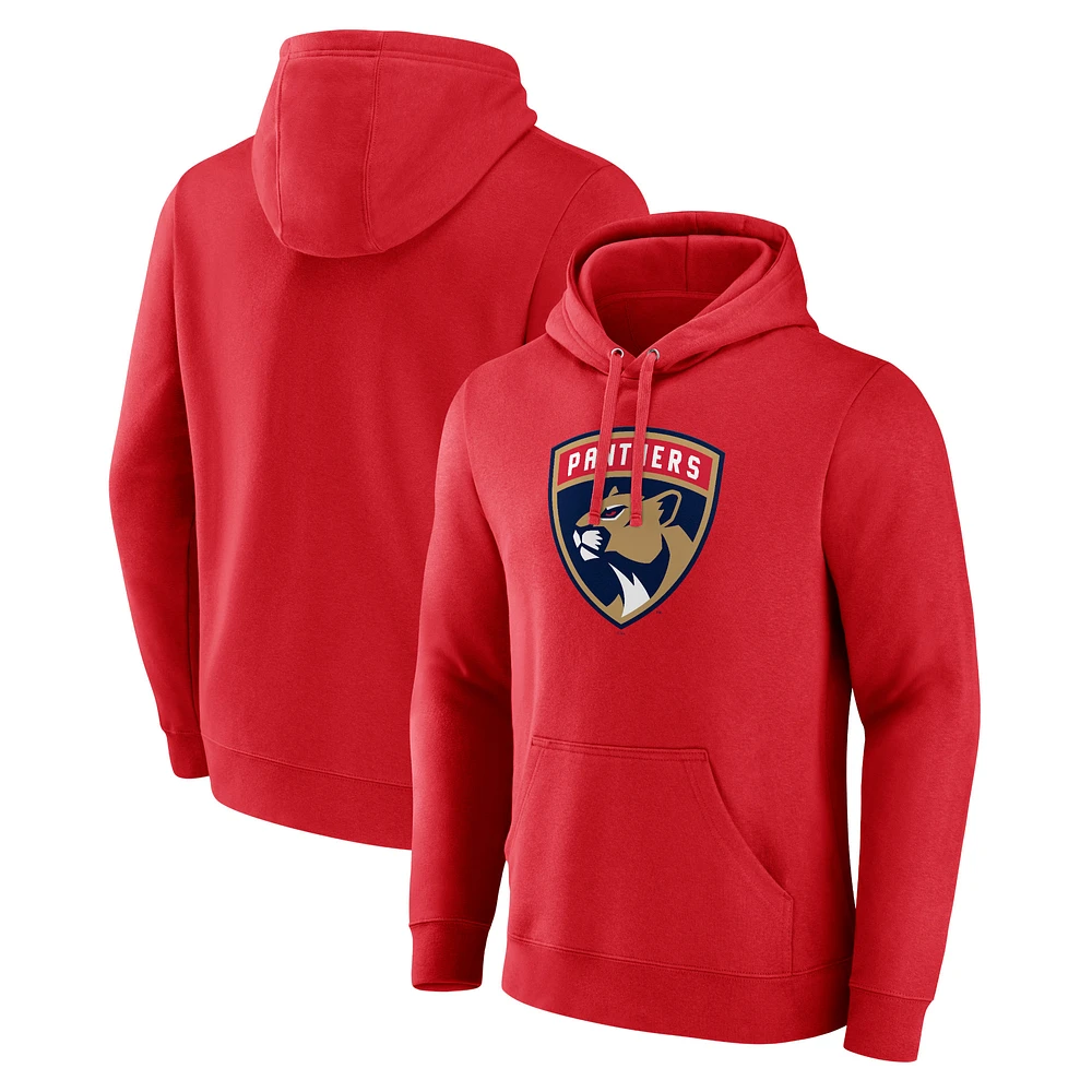 Men's Red Florida Panthers Primary Team Logo Pullover Hoodie