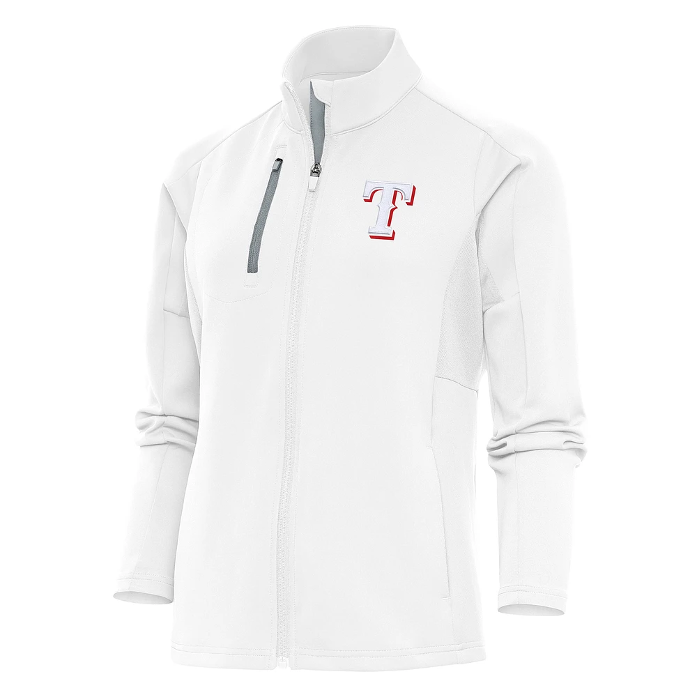 Women's Antigua White Texas Rangers Logo Generation Full-Zip Jacket