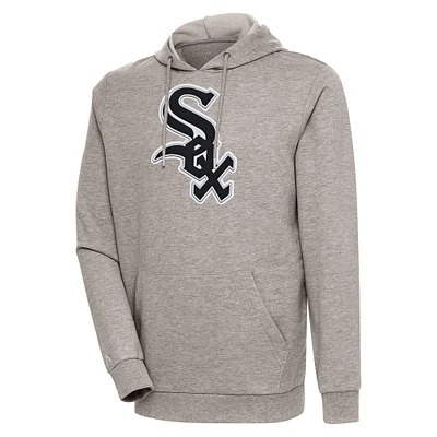 Men's Antigua Oatmeal Chicago White Sox Action Pullover Hoodie