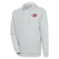 Men's Antigua Heather Gray Cincinnati Reds Action Pullover Hoodie