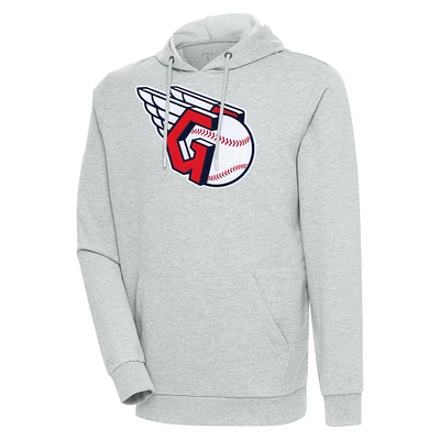 Men's Antigua Heather Gray Cleveland Guardians Action Pullover Hoodie