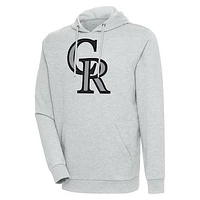 Men's Antigua Heather Gray Colorado Rockies Action Pullover Hoodie