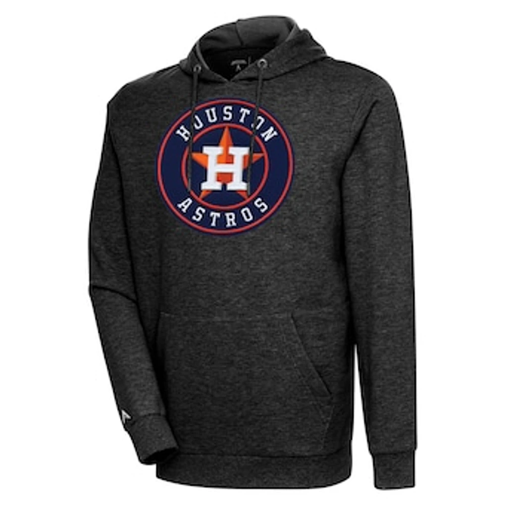 Men's Antigua Heather Black Houston Astros Action Pullover Hoodie