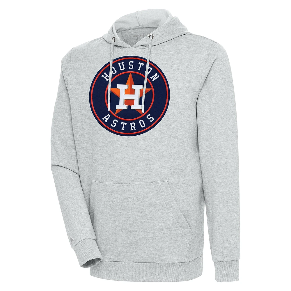 Men's Antigua Heather Gray Houston Astros Action Pullover Hoodie