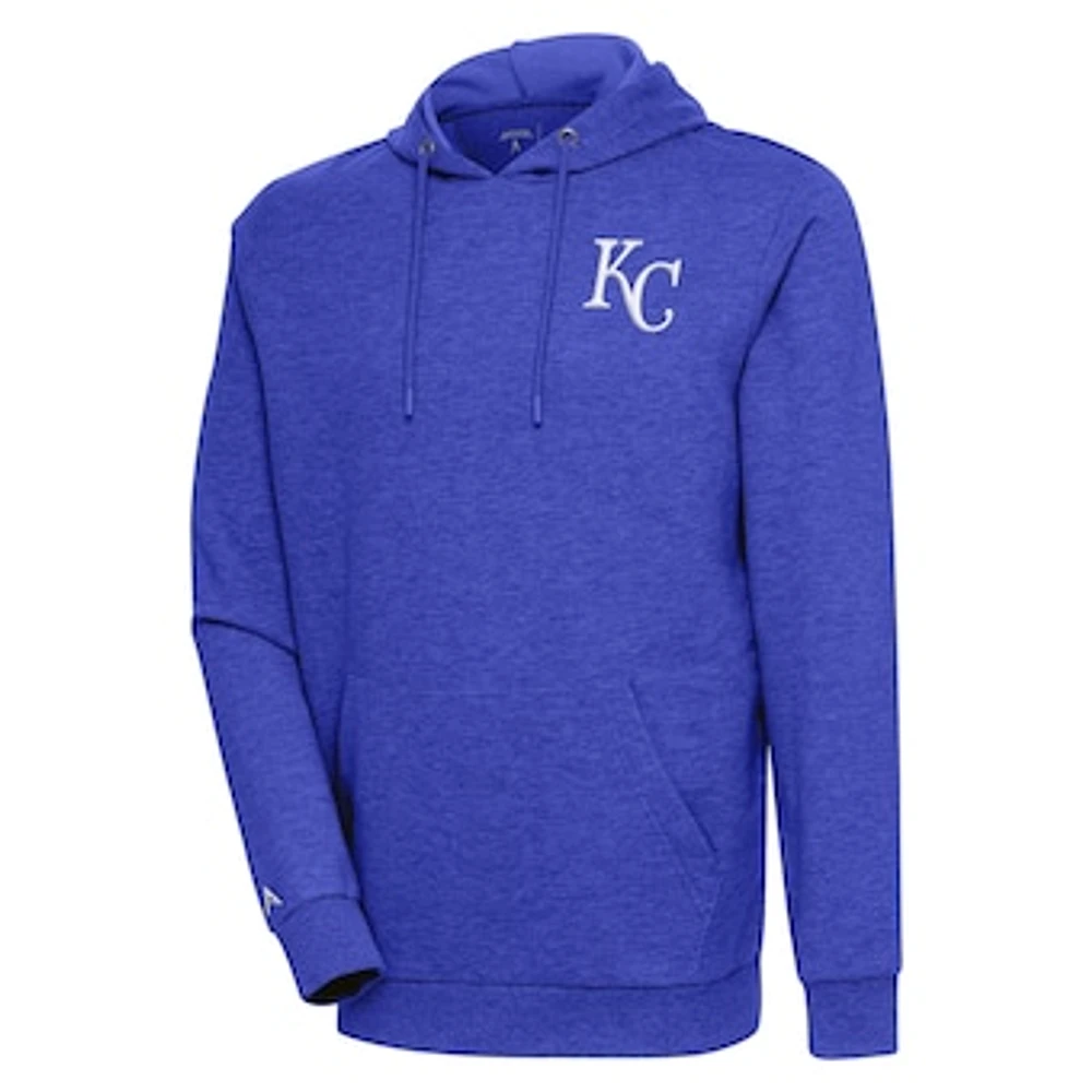 Men's Antigua Heather Royal Kansas City Royals Action Pullover Hoodie