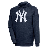 Men's Antigua Heather Navy New York Yankees Action Pullover Hoodie