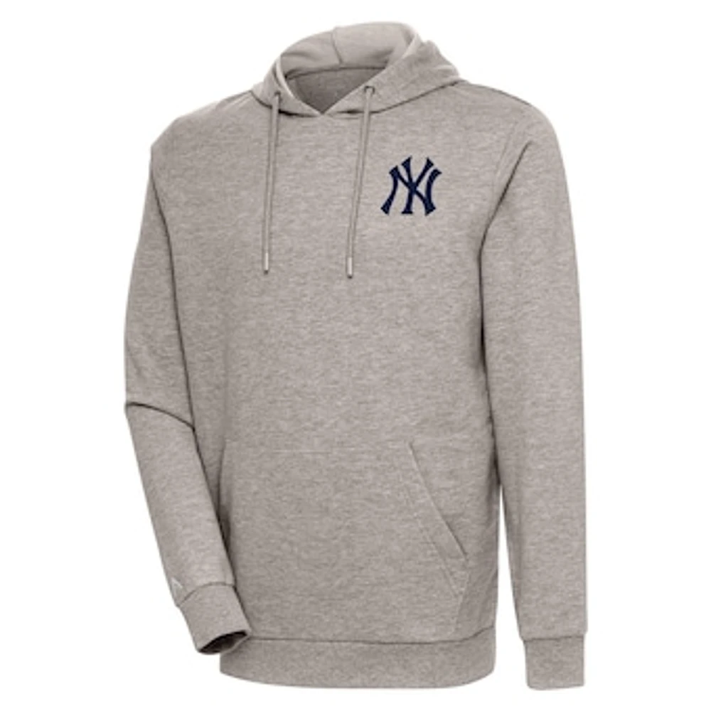 Men's Antigua Oatmeal New York Yankees Action Pullover Hoodie