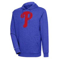 Men's Antigua Heather Royal Philadelphia Phillies Action Pullover Hoodie