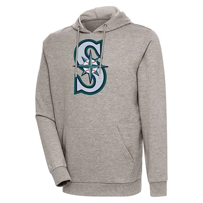 Men's Antigua Oatmeal Seattle Mariners Action Pullover Hoodie