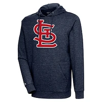 Men's Antigua Heather Navy St. Louis Cardinals Action Pullover Hoodie