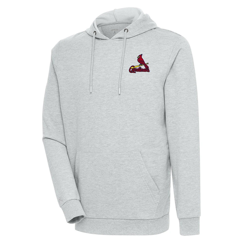 Men's Antigua Heather St. Louis Cardinals Action Pullover Hoodie