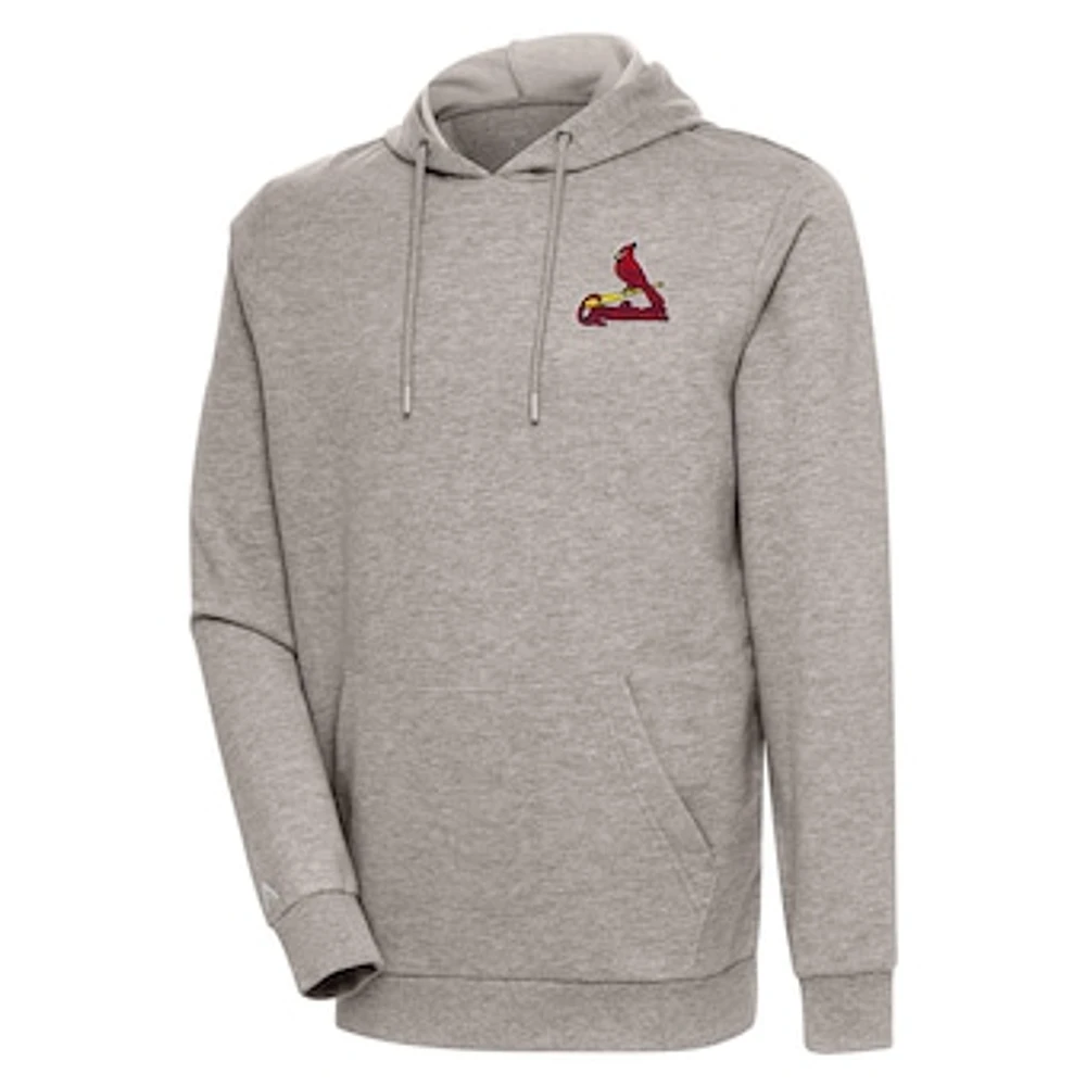 Men's Antigua Oatmeal St. Louis Cardinals Action Pullover Hoodie