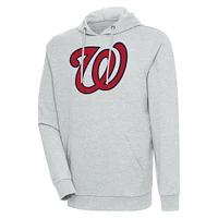 Men's Antigua Heather Gray Washington Nationals Action Pullover Hoodie