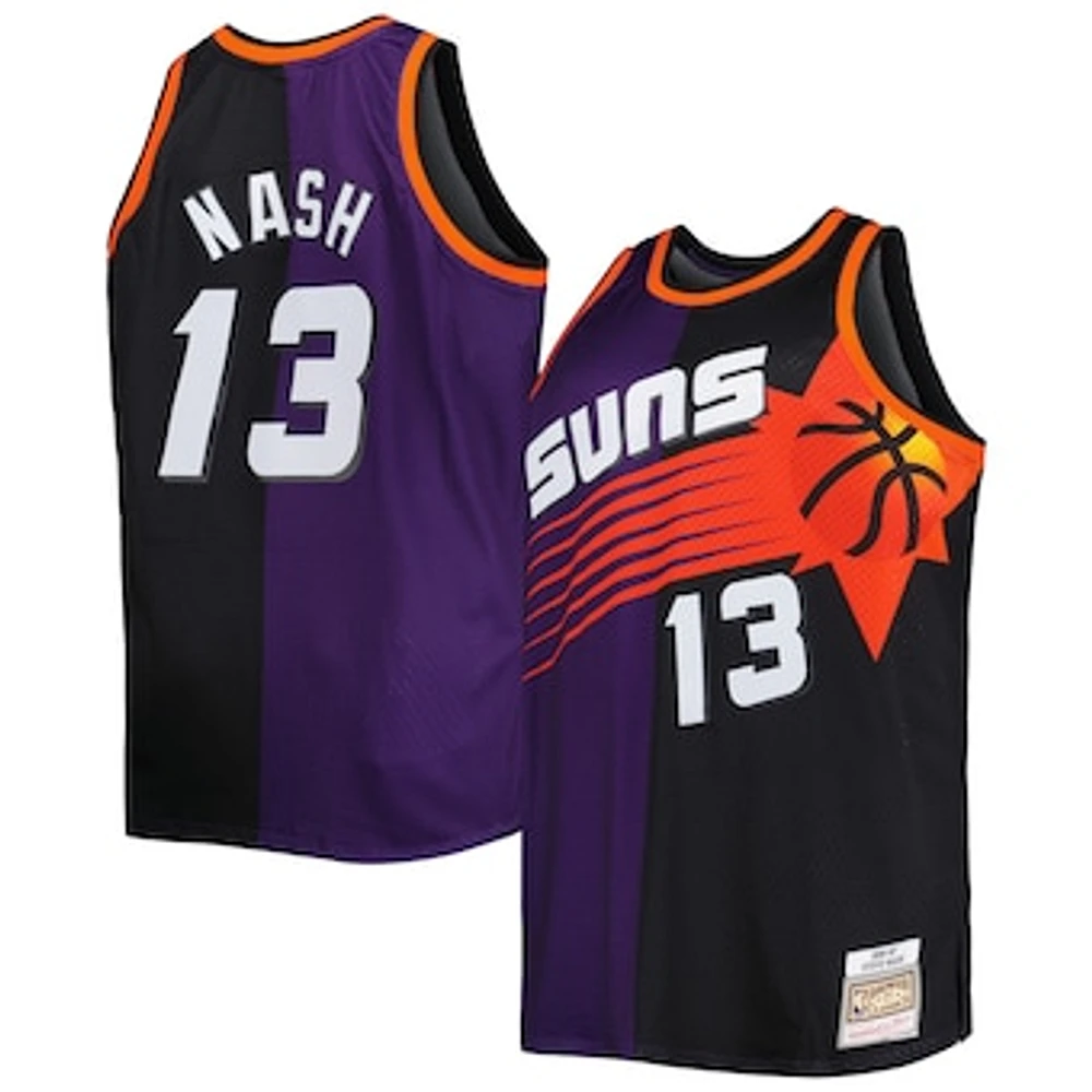 Men's Mitchell & Ness Steve Nash Purple/Black Phoenix Suns Big Tall Hardwood Classics 1996/97 Split Swingman Jersey