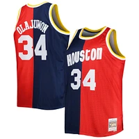 Men's Mitchell & Ness Hakeem Olajuwon Navy/Red Houston Rockets Big Tall Hardwood Classics 1993/94 Split Swingman Jersey