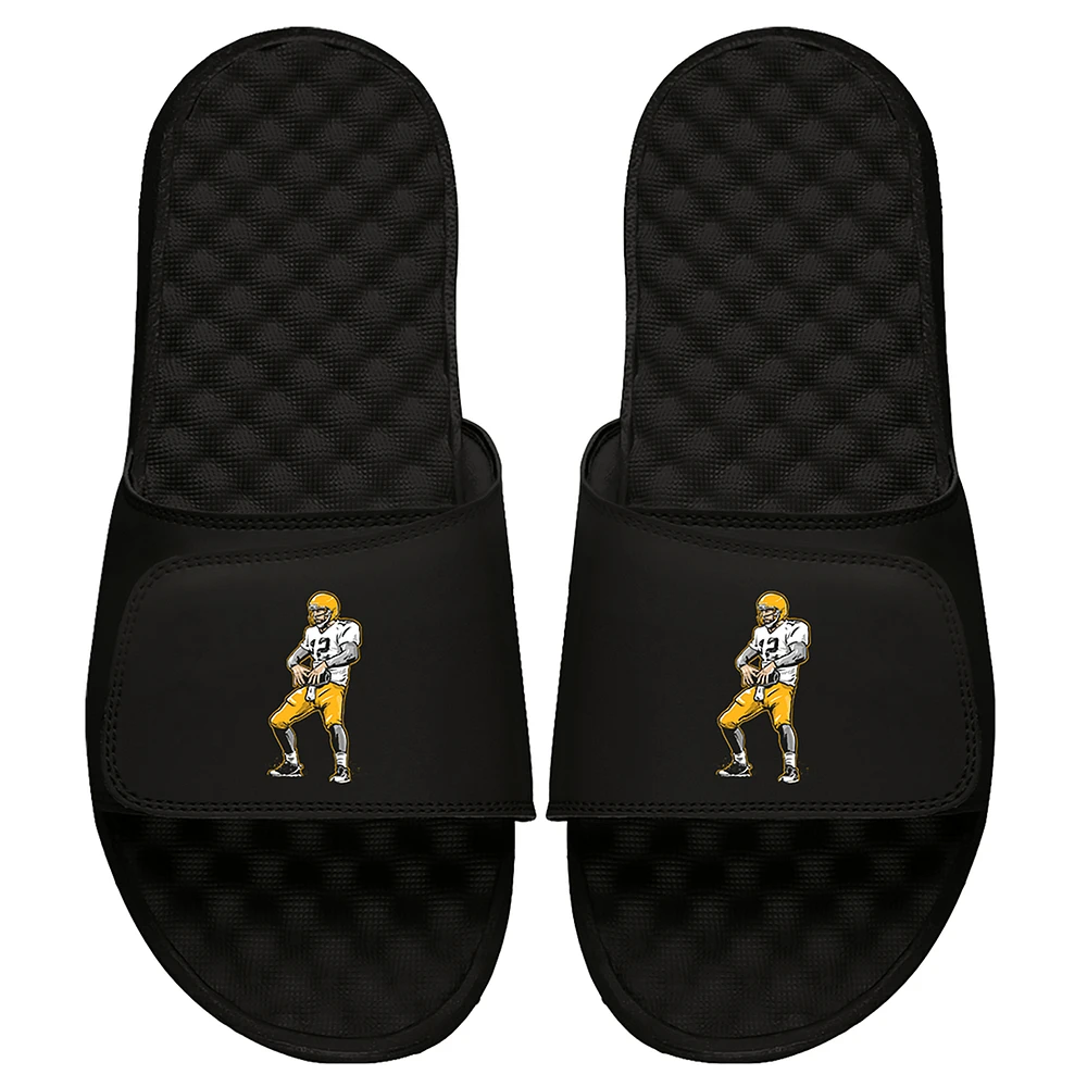Men's ISlide x BreakingT Aaron Rodgers Black NFLPA Touchdown Slide Sandals