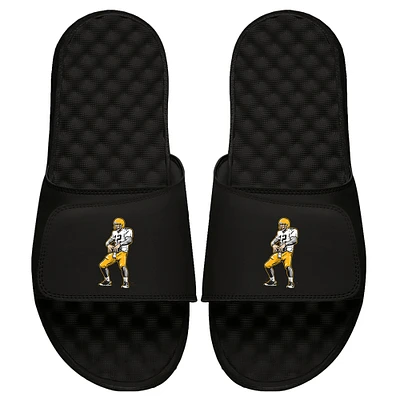 Men's ISlide x BreakingT Aaron Rodgers Black NFLPA Touchdown Slide Sandals