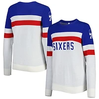 Women's Lusso Royal/Cream Philadelphia 76ers Dominique Pullover Sweater