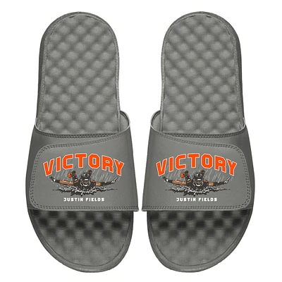 Youth BreakingT x ISlide Justin Fields Gray NFLPA Victory Slide Sandals