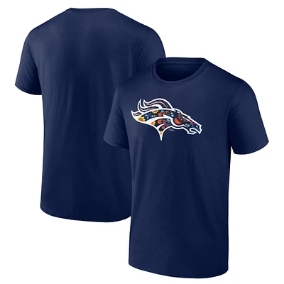 Men's Navy Denver Broncos ÑFL Por La Cultura Team Logo T-Shirt