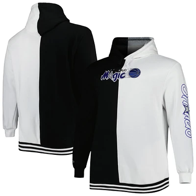 Men's Mitchell & Ness Black/White Orlando Magic Big Tall Hardwood Classics Split Pullover Hoodie