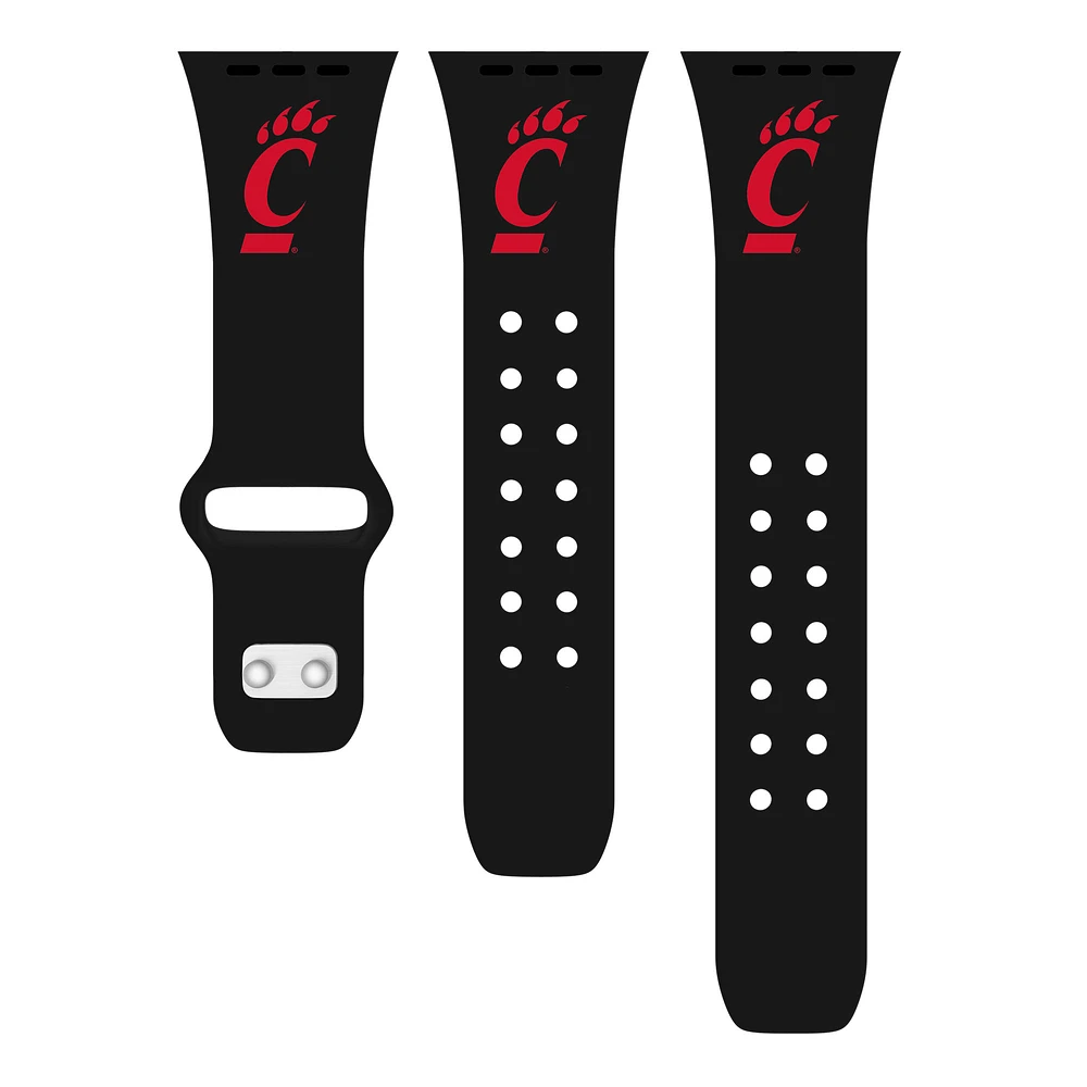Black Cincinnati Bearcats Logo Silicone Apple Watch Band
