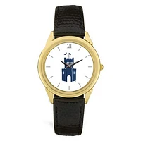 Unisex Gold/Brown Citadel Bulldogs Team Logo Leather Wristwatch