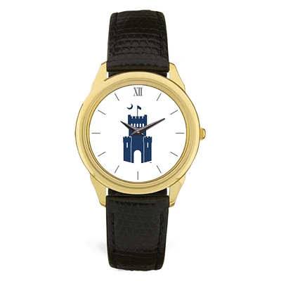 Unisex Gold/Brown Citadel Bulldogs Team Logo Leather Wristwatch