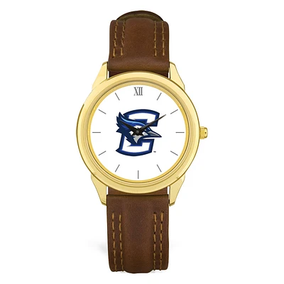 Unisex Gold/Brown Creighton Bluejays Team Logo Leather Wristwatch