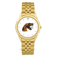 Men's Gold Florida A&M Rattlers Team Logo Rolled Link Bracelet Wristwatch