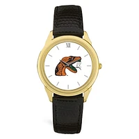 Gold Florida A&M Rattlers Team Logo Leather Wristwatch