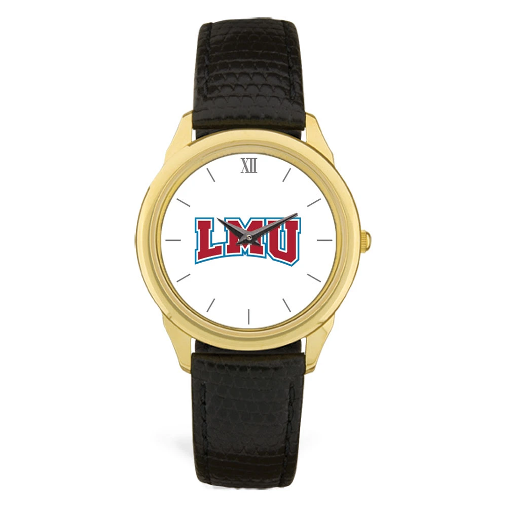 Gold Loyola Marymount Lions Team Logo Leather Wristwatch