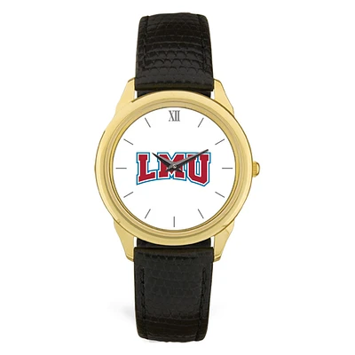 Gold Loyola Marymount Lions Team Logo Leather Wristwatch