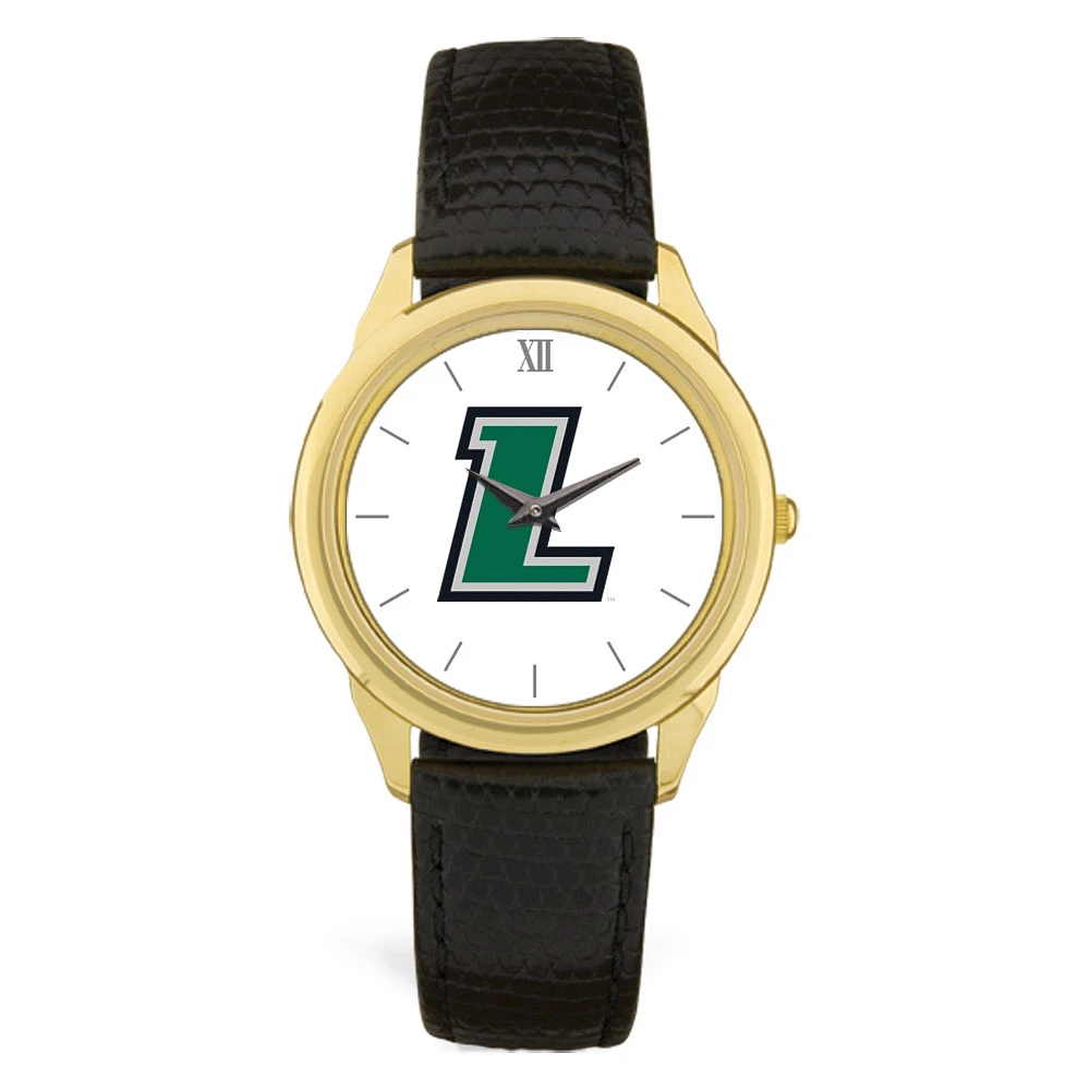 Gold Loyola Greyhounds Team Logo Leather Wristwatch