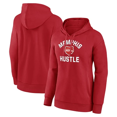 Women's Red Memphis Hustle Team Overtime Pullover Hoodie