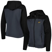 Women's Antigua Black/Gray Chicago Blackhawks Protect Full-Zip Jacket