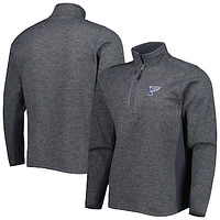 Men's Antigua Heathered Charcoal St. Louis Blues Course Quarter-Zip Jacket