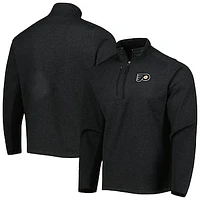 Men's Antigua Heathered Black Philadelphia Flyers Course Quarter-Zip Jacket