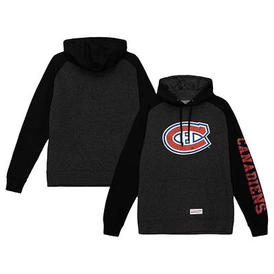 Men's Mitchell & Ness Black Montreal Canadiens Vintage Logo Raglan - Pullover Hoodie