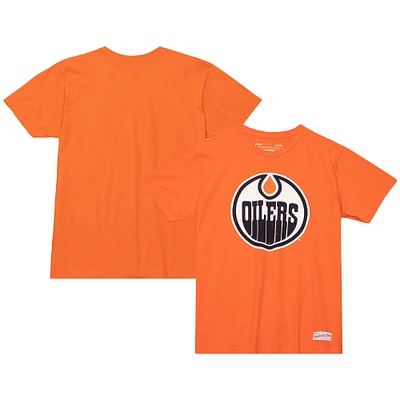 Men's Mitchell & Ness Orange Edmonton Oilers Vintage Logo - T-Shirt