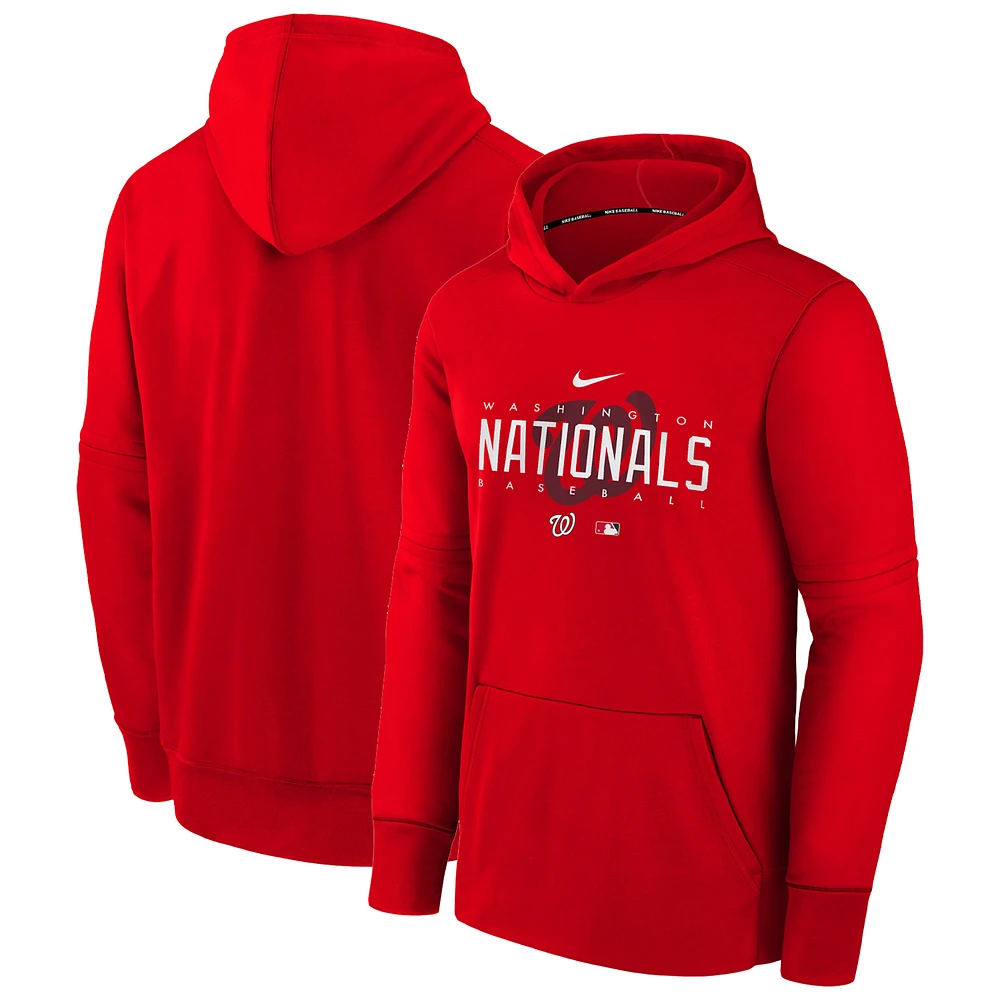 Youth Nike Red Washington Nationals Pregame Performance Pullover Hoodie