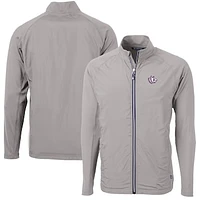 Men's Cutter & Buck Gray TCU Horned Frogs Adapt Eco Knit Hybrid Recycled Big Tall Full-Zip Jacket