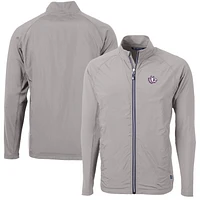Men's Cutter & Buck Gray TCU Horned Frogs Adapt Eco Knit Hybrid Recycled Big Tall Full-Zip Jacket