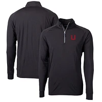 Men's Cutter & Buck Black Utah Utes Adapt Eco Knit Stretch Recycled Big Tall Quarter-Zip Pullover Top